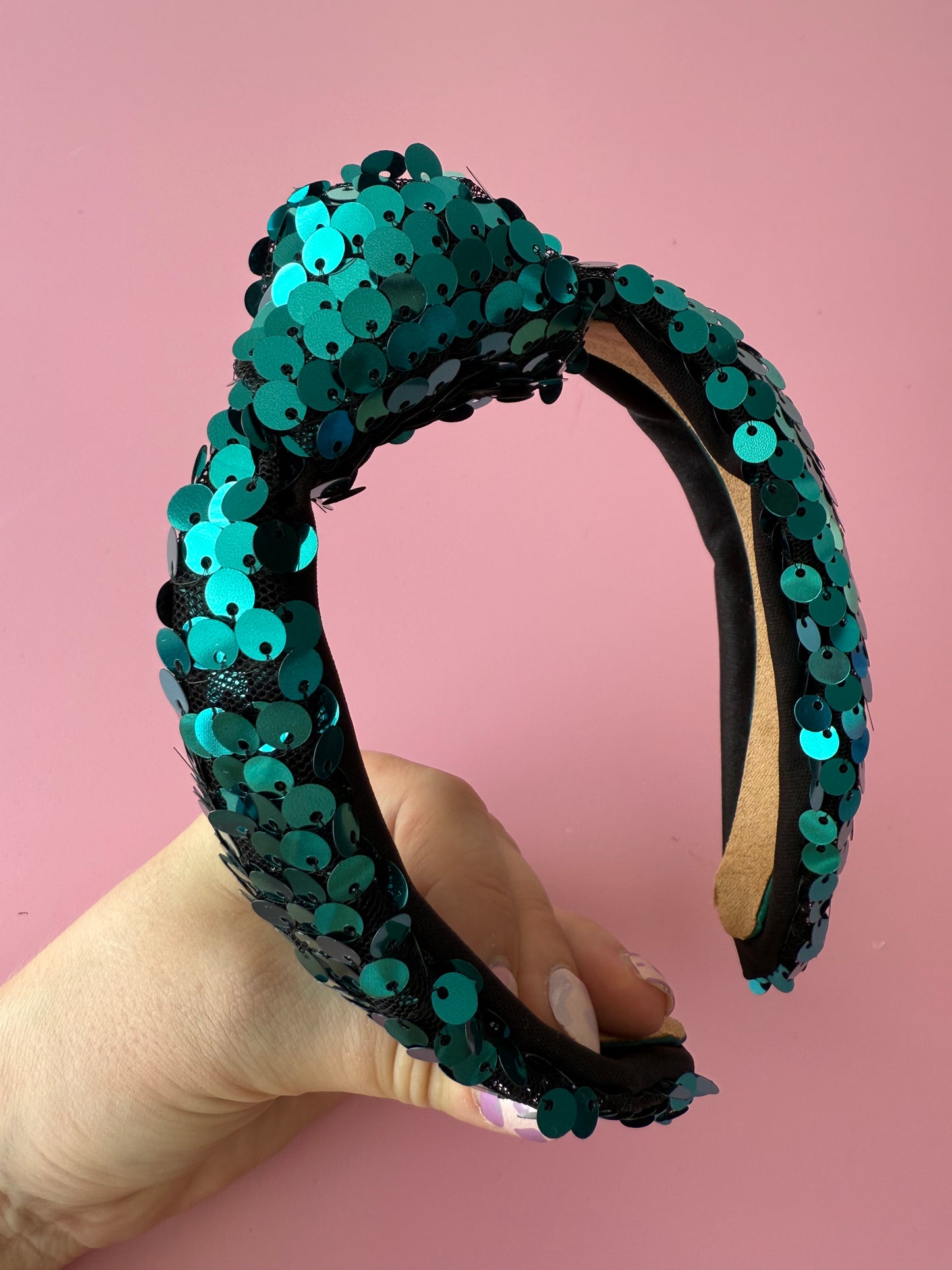 Turquoise Sequin Knot Headband