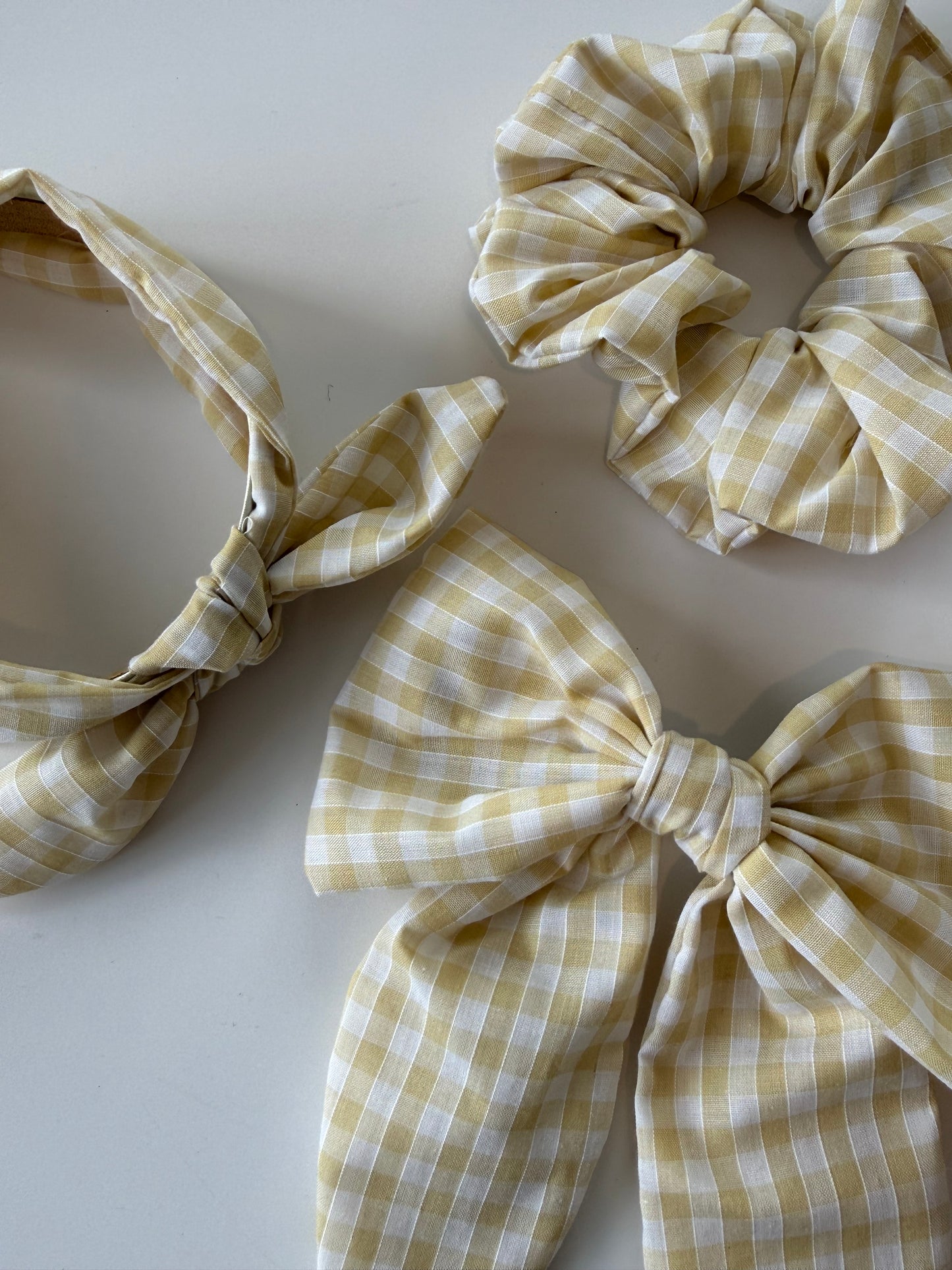 Boho Bow Headband – Butter Yellow Gingham