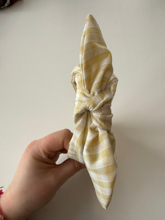 Boho Bow Headband – Butter Yellow Gingham