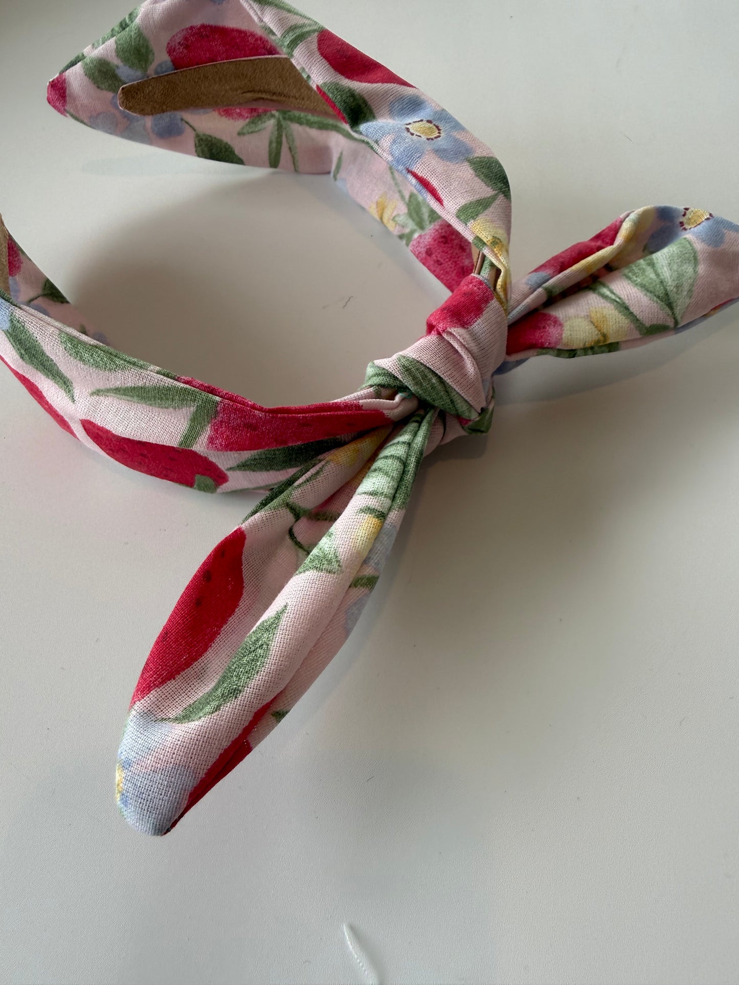 Boho Bow Headband – Strawberry Floral