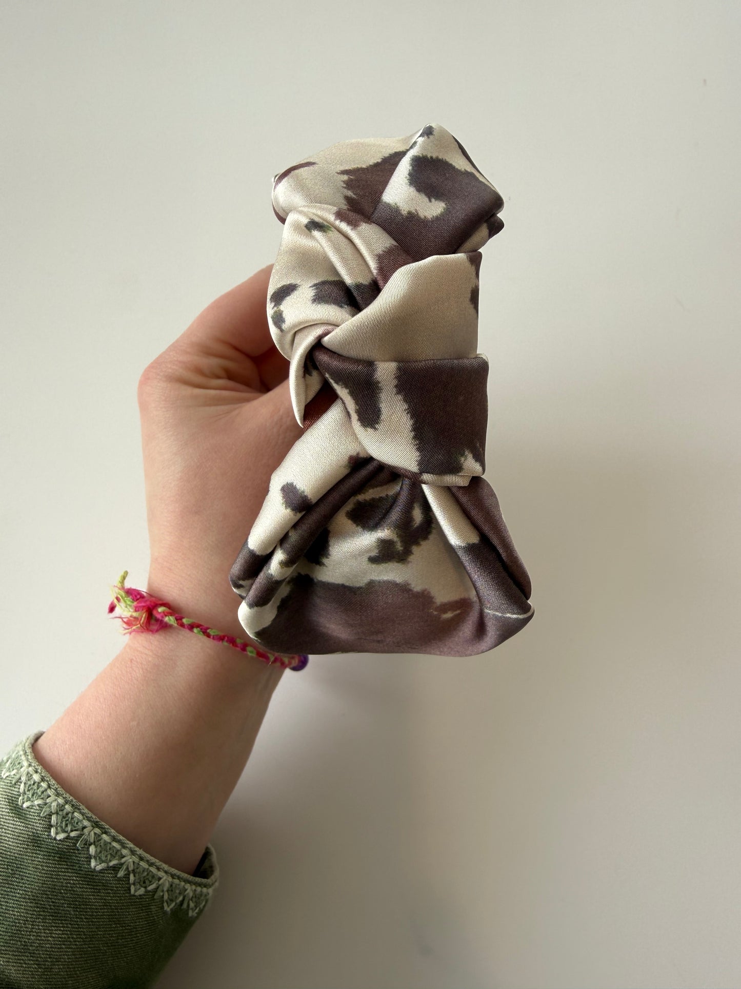 Boho Knotted Headband – Cow Print