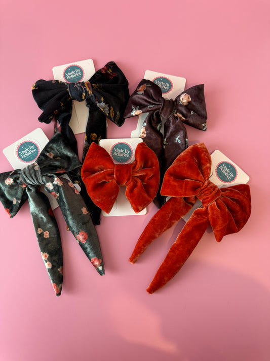 Autumn Velvet Bow Clip