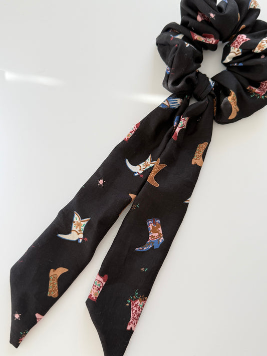 Upcycled Cowboy Boots Scarf Scrunchie – Handmade & One of a Kind