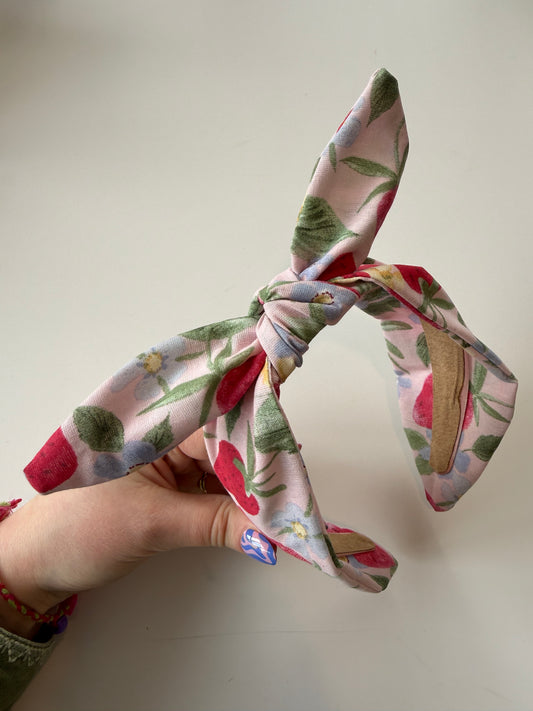 Boho Bow Headband – Strawberry Floral