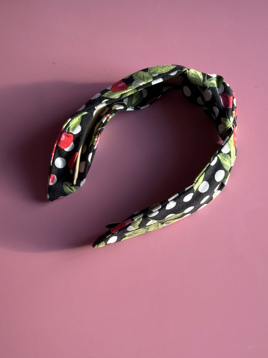 Cherry Fabric Knot Headband