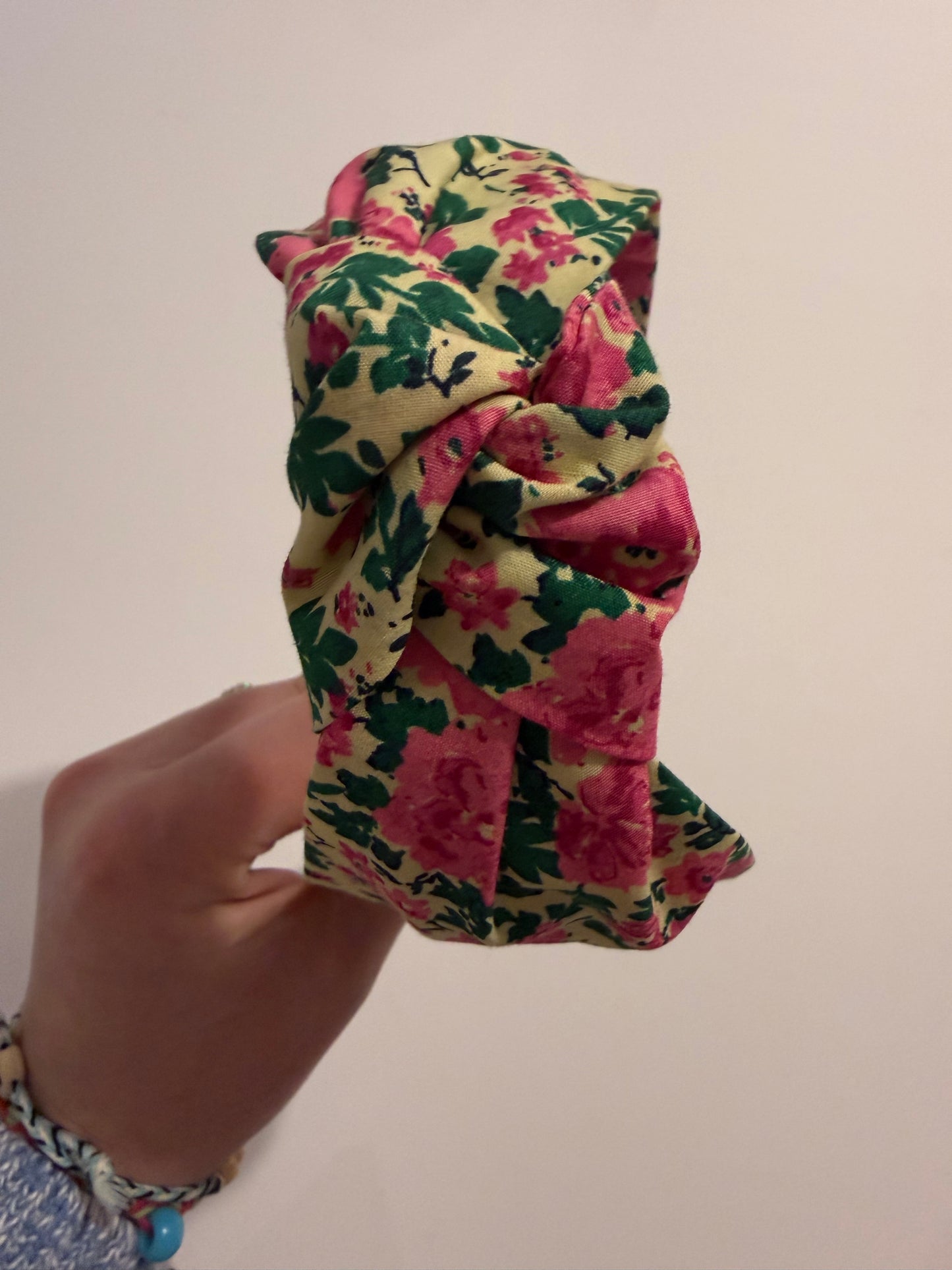 Boho Upcycled Knotted Headband – Floral