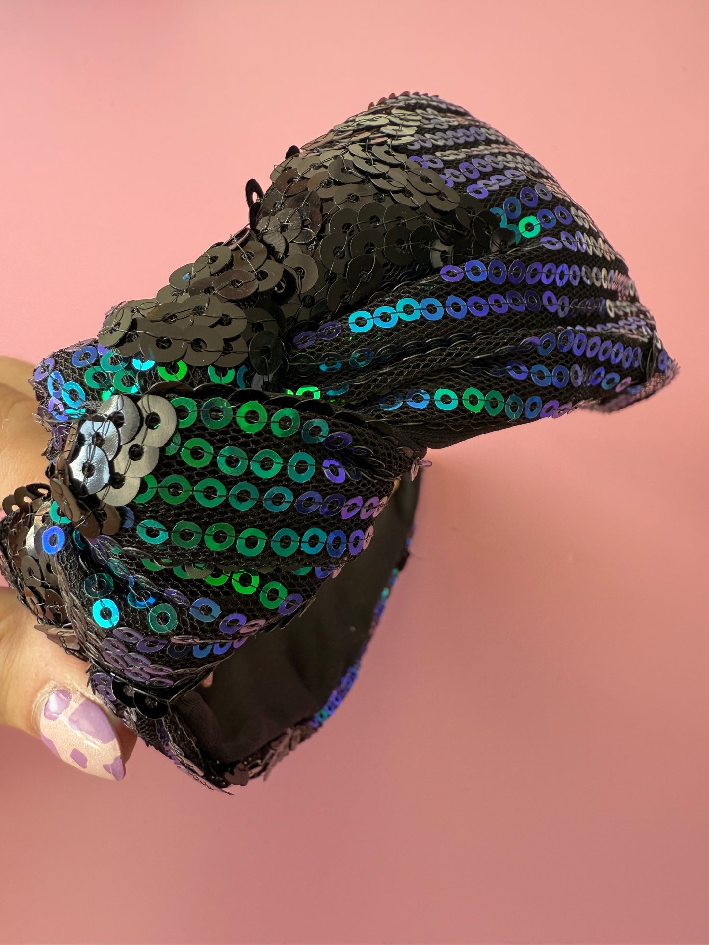 Black Star Sequin Knot Headband