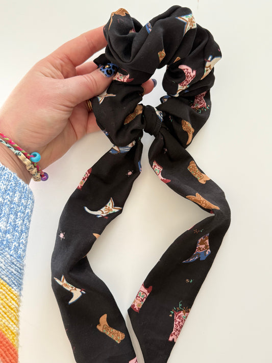Upcycled Cowboy Boots Scarf Scrunchie – Handmade & One of a Kind