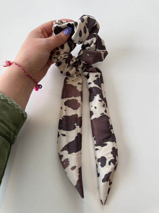 Cow Print Scarf Scrunchie – Handmade & One of a Kind