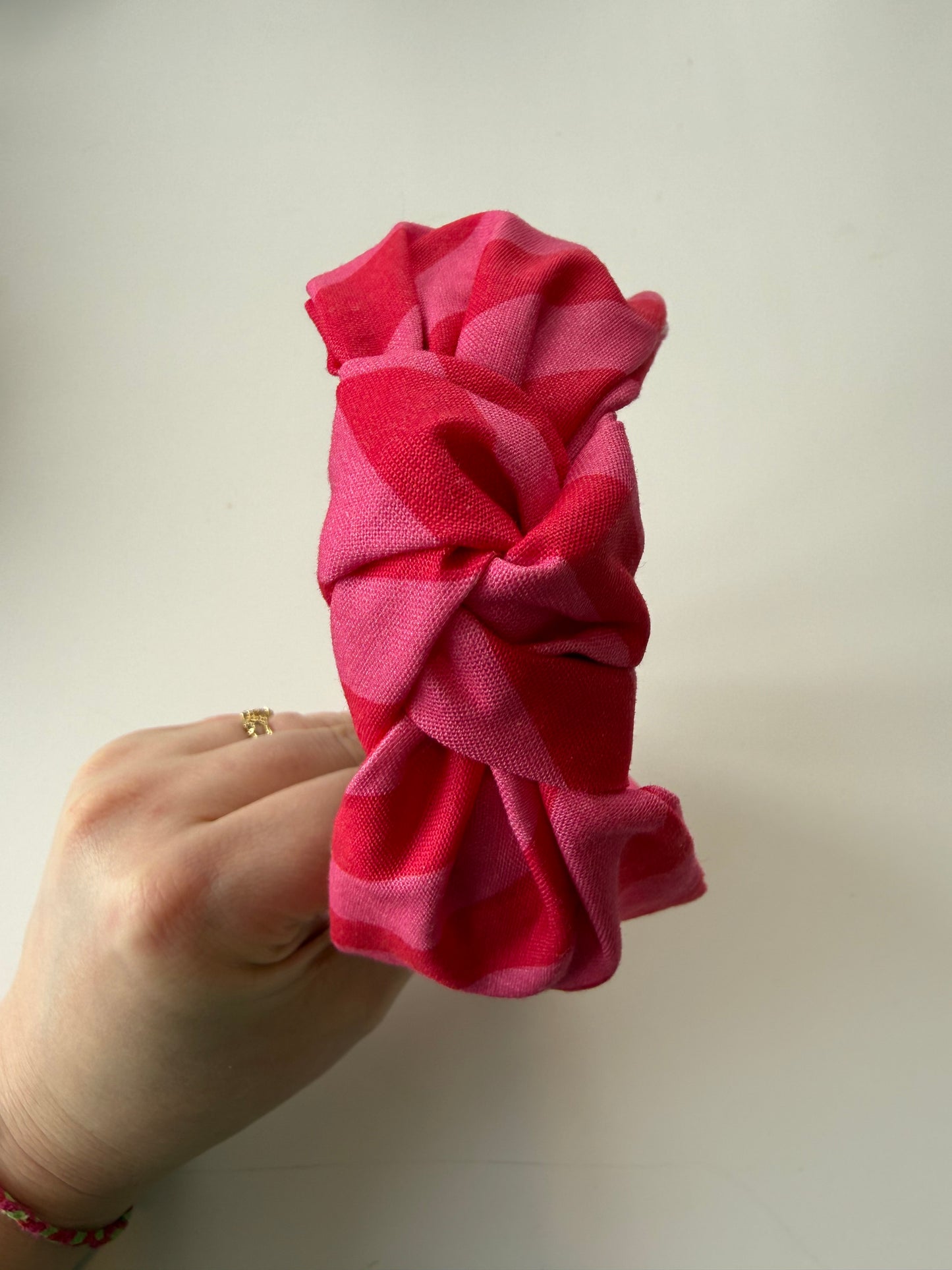 Boho Knotted Headband – Red and Pink Stripe