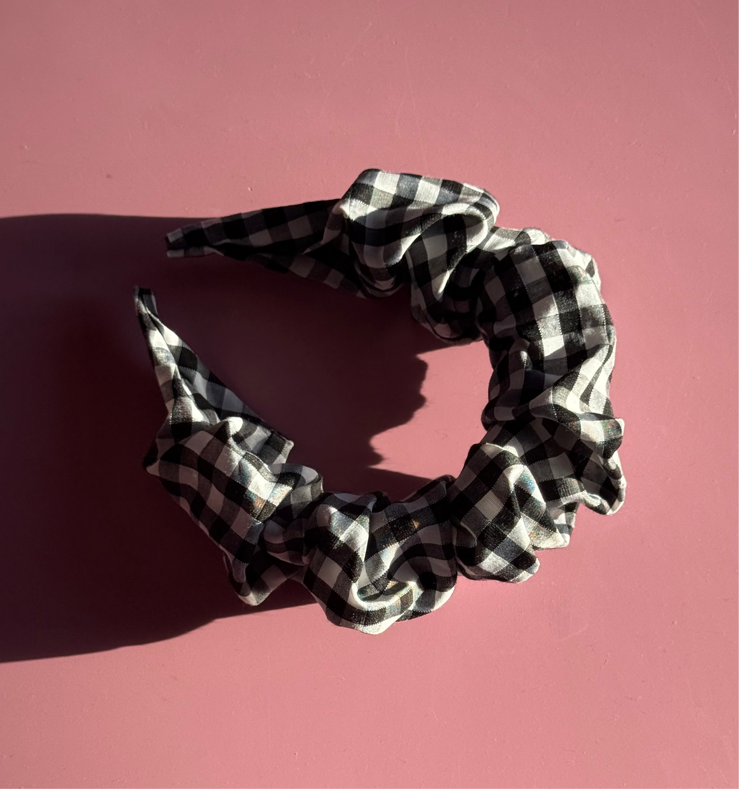 Gingham Fabric Ruffle Headband