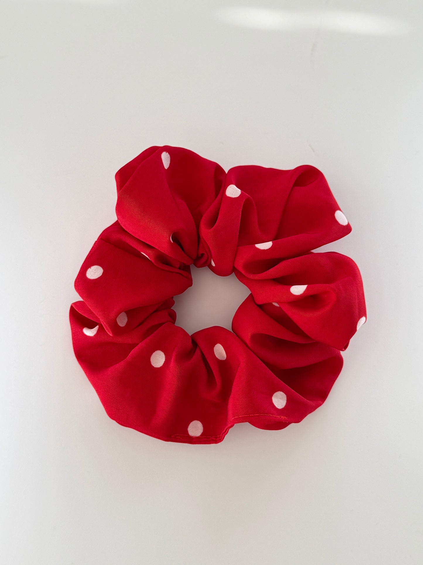 Boho Upcycled Polka Dot Hair Scrunchie – Handmade & One of a Kind