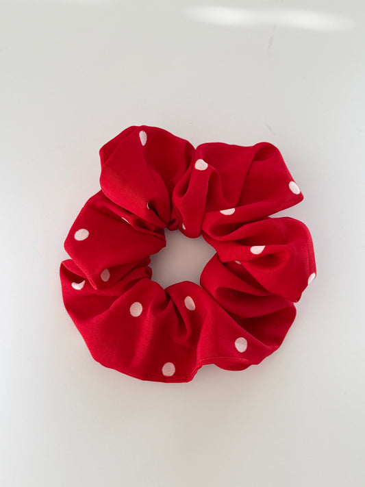 Boho Upcycled Polka Dot Hair Scrunchie – Handmade & One of a Kind