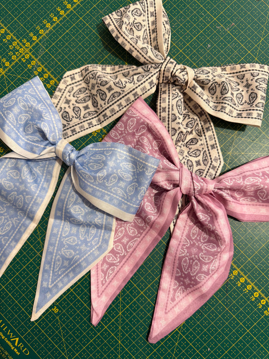 Upcycled Scarf Hair Bow Clip – Handmade & One of a Kind