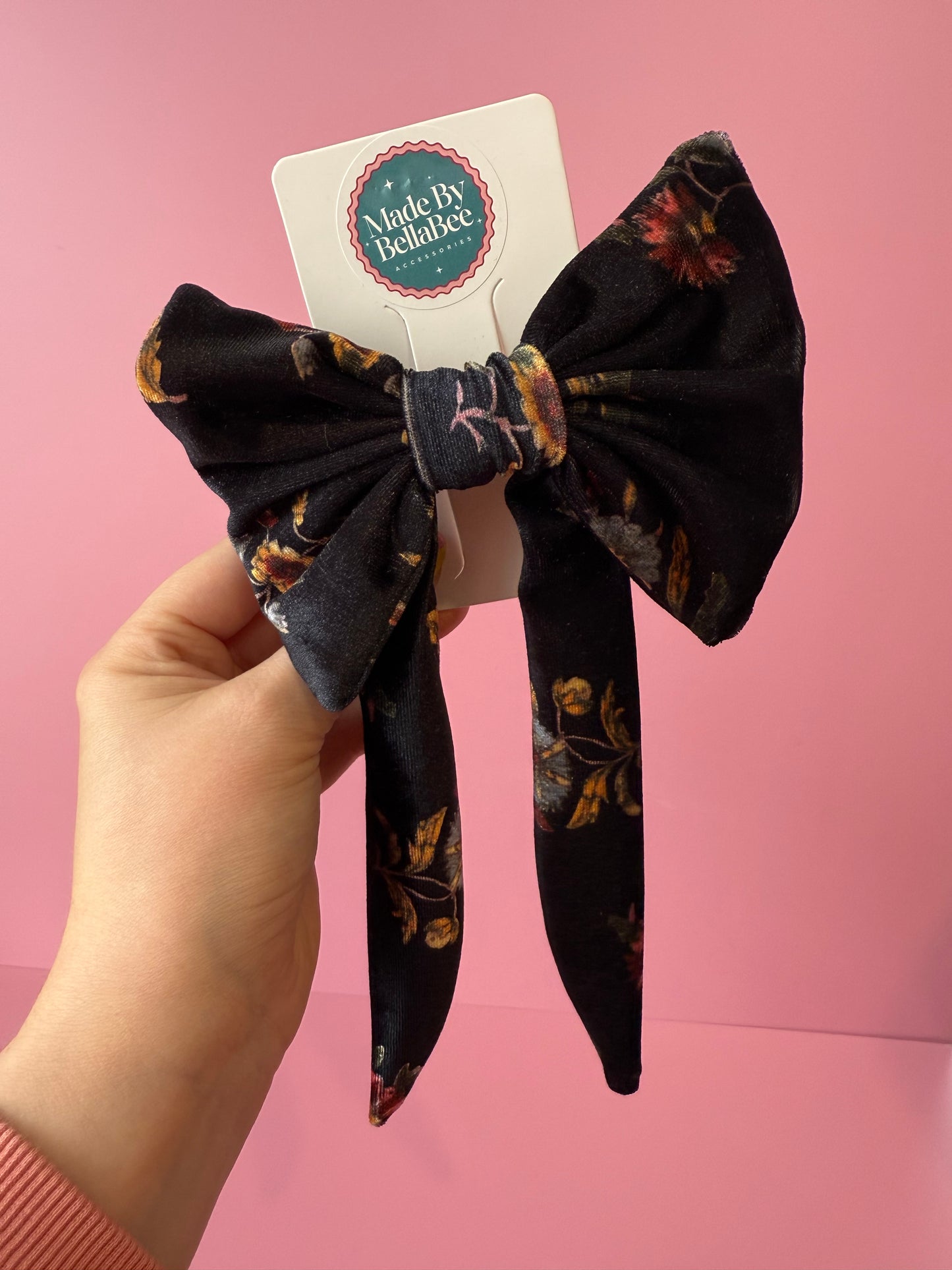 Autumn Velvet Bow Clip