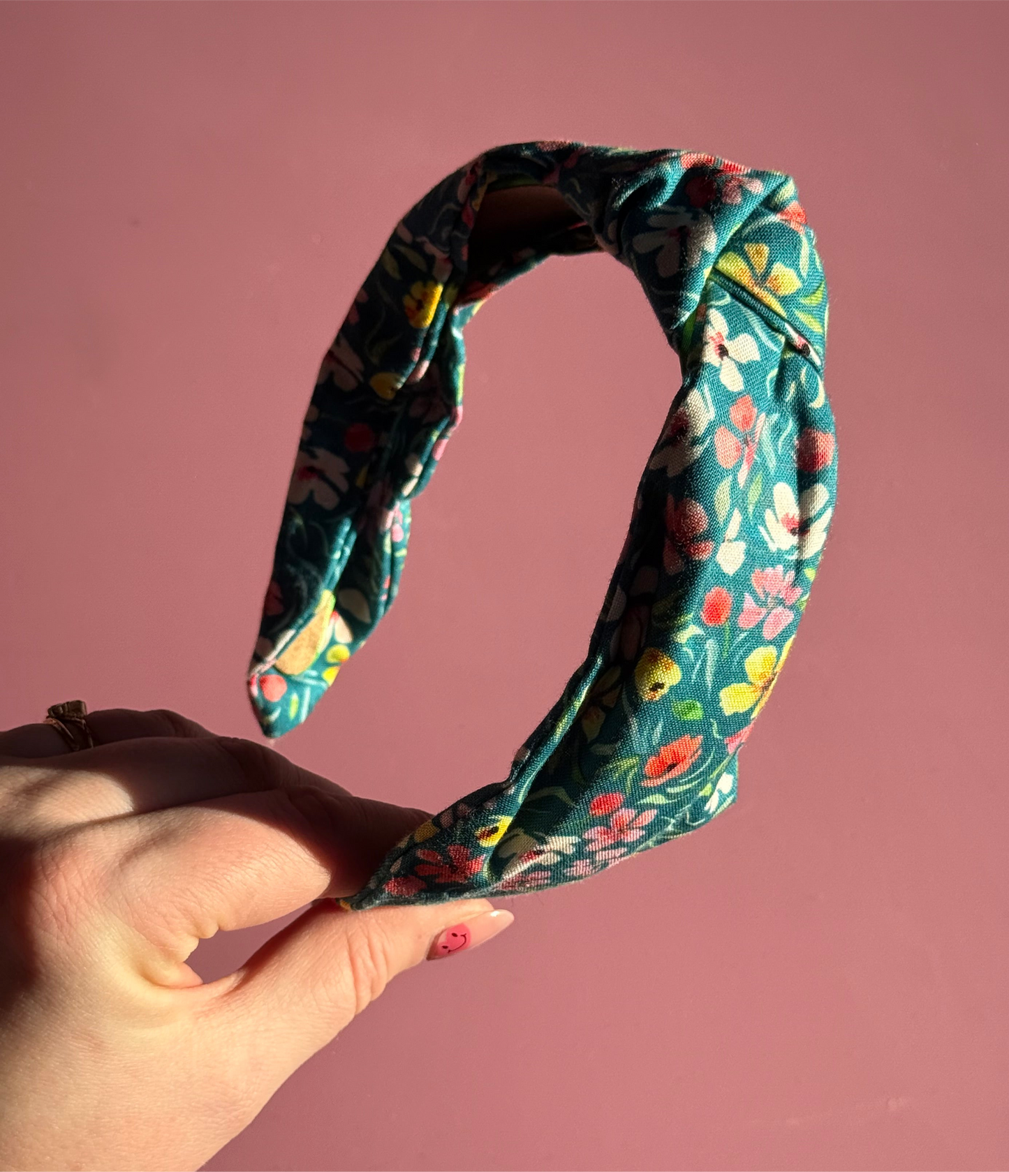 Teal Floral Fabric Knot Headband