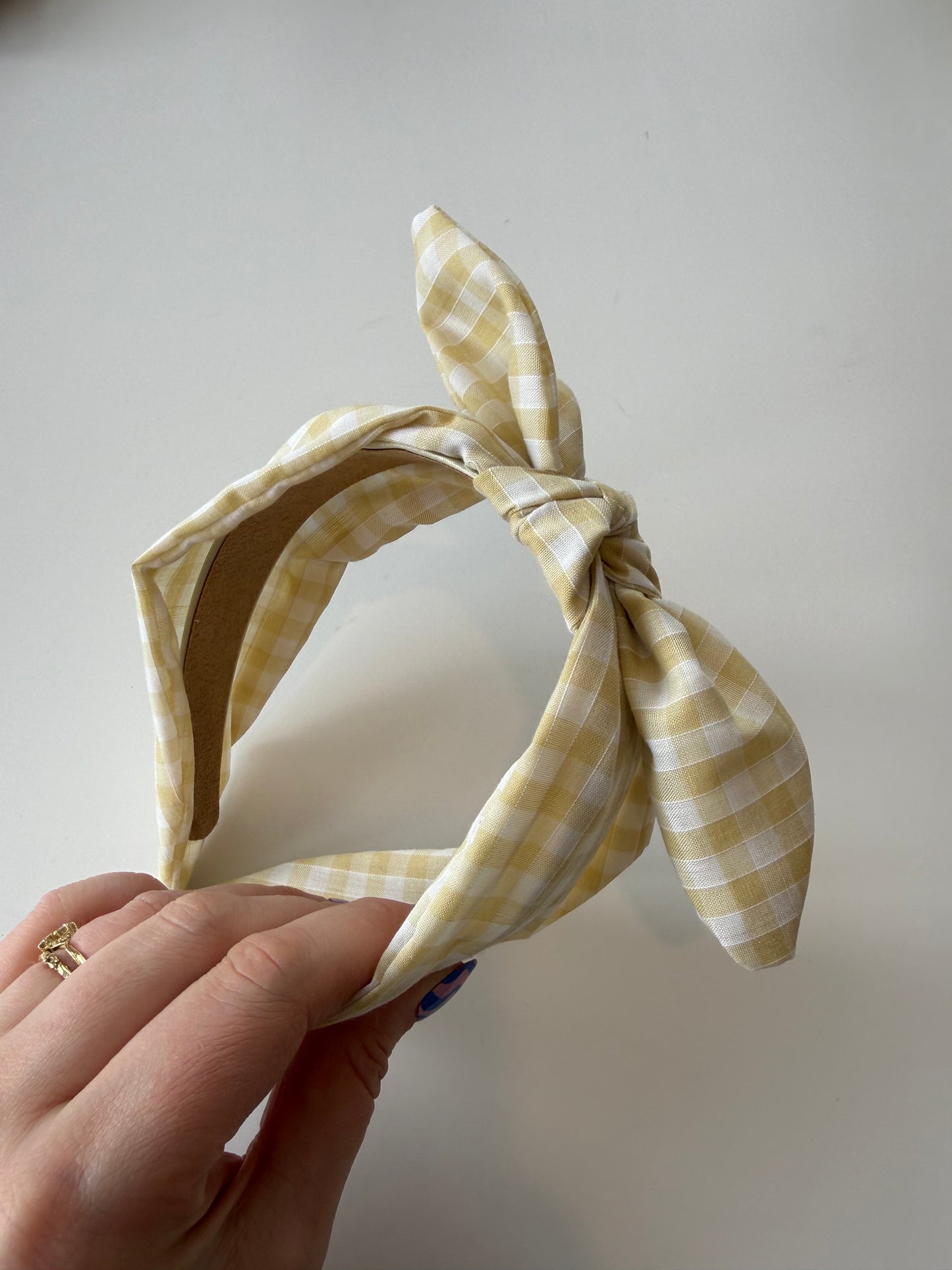 Boho Bow Headband – Butter Yellow Gingham