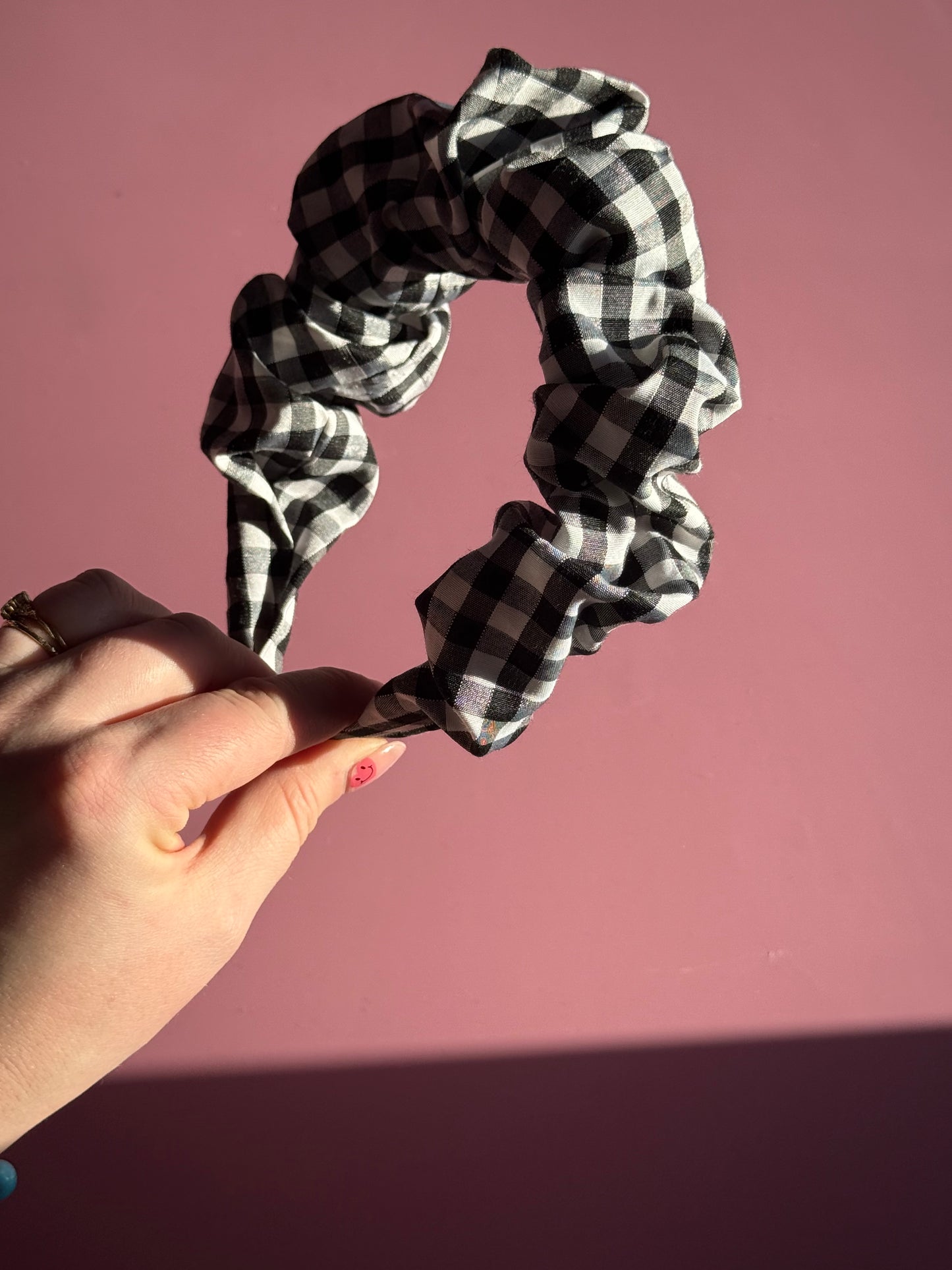 Gingham Fabric Ruffle Headband