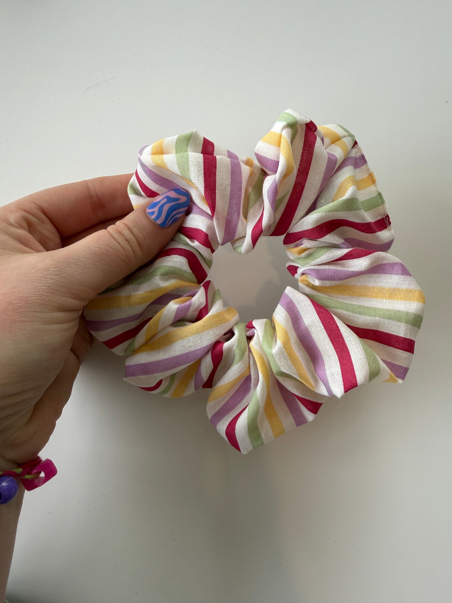 Boho Multi Stripe Hair Scrunchie – Handmade & One of a Kind