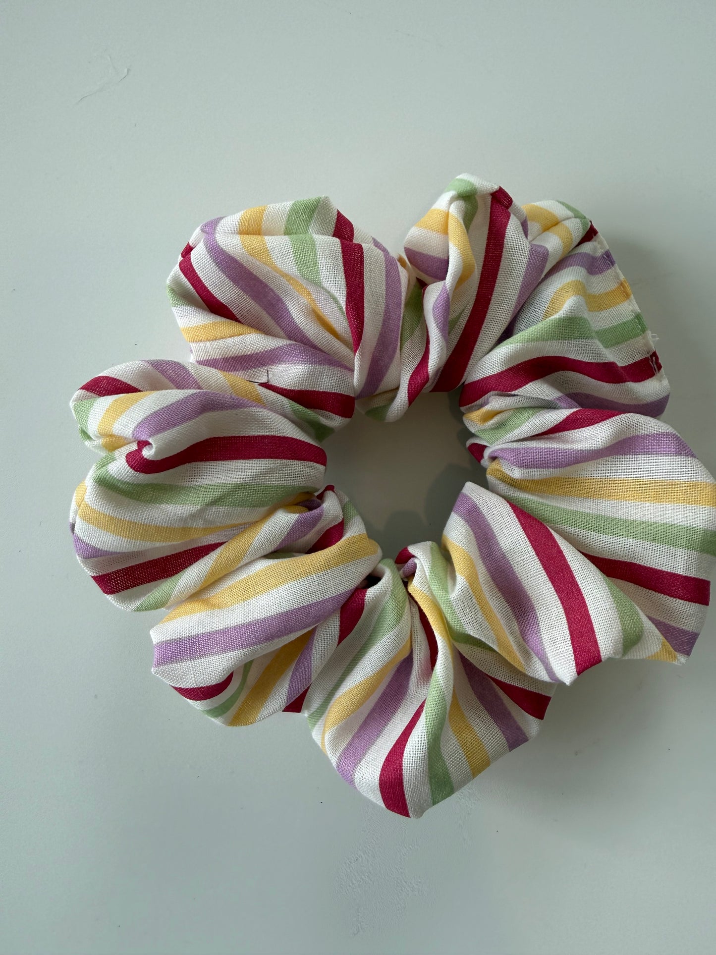 Boho Multi Stripe Hair Scrunchie – Handmade & One of a Kind
