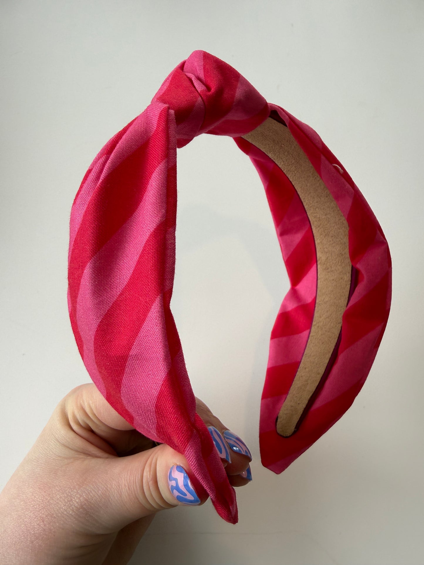 Boho Knotted Headband – Red and Pink Stripe