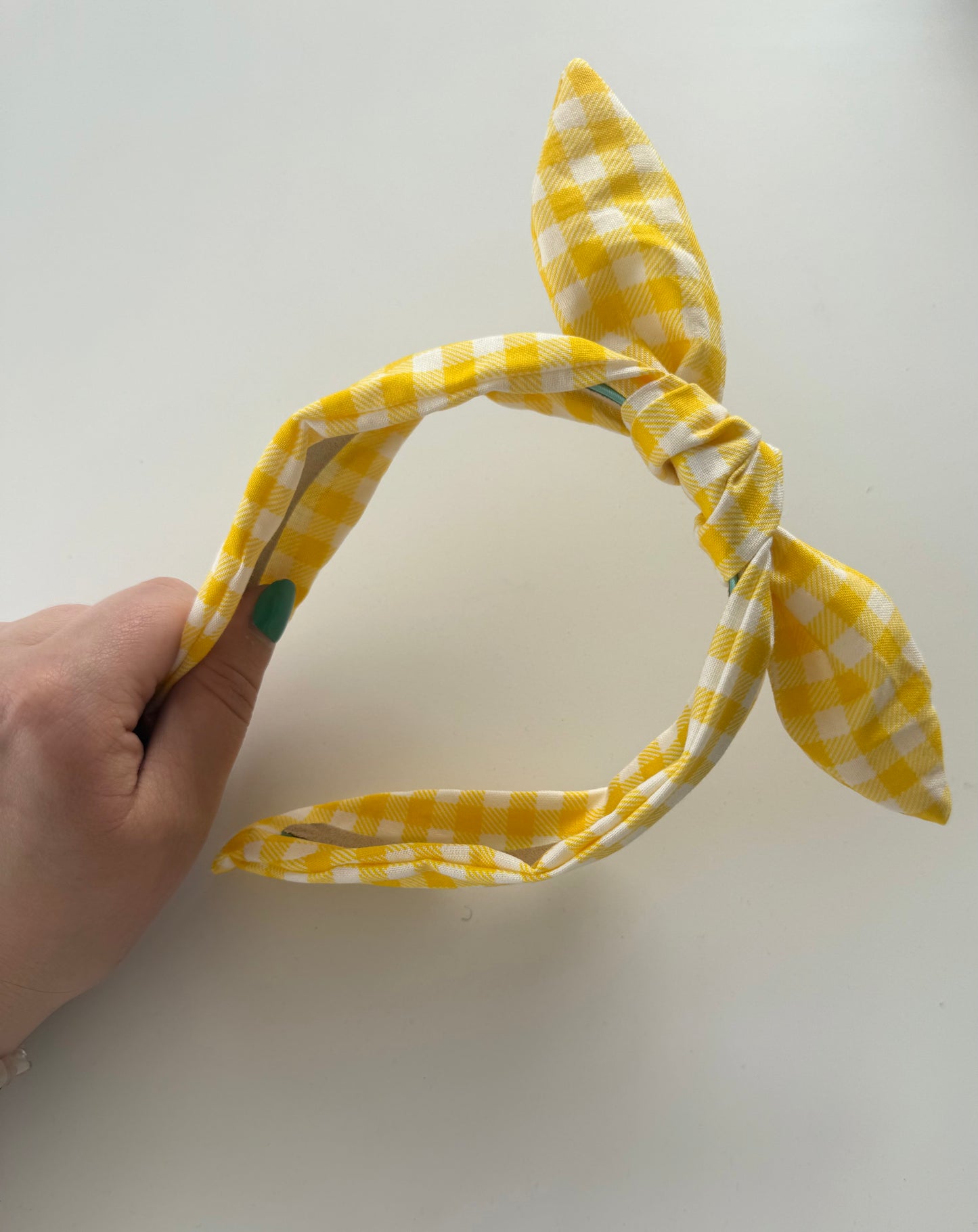 Yellow Gingham Fabric Headband