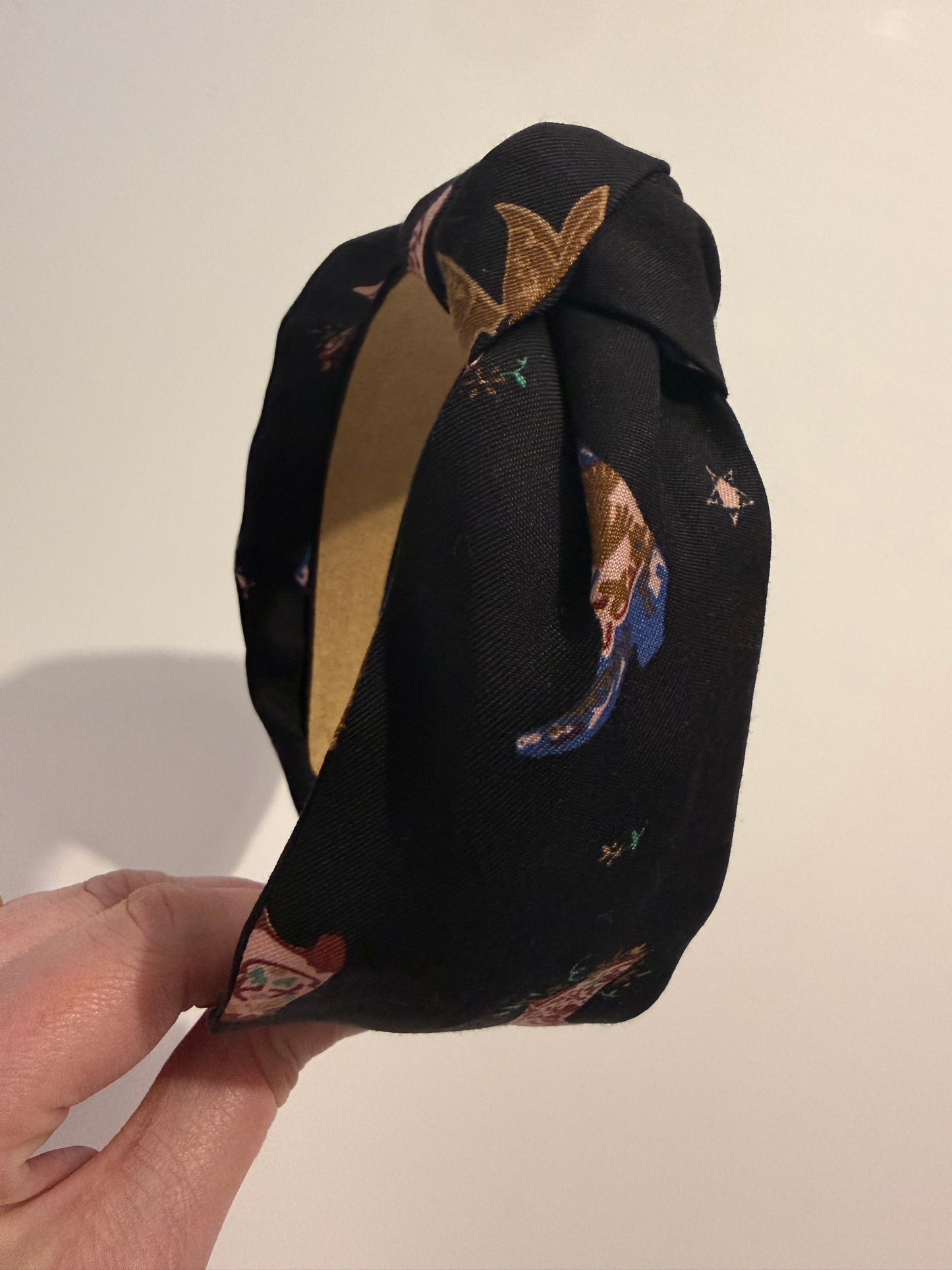 Boho Upcycled Knotted Headband – Cowboy Boot