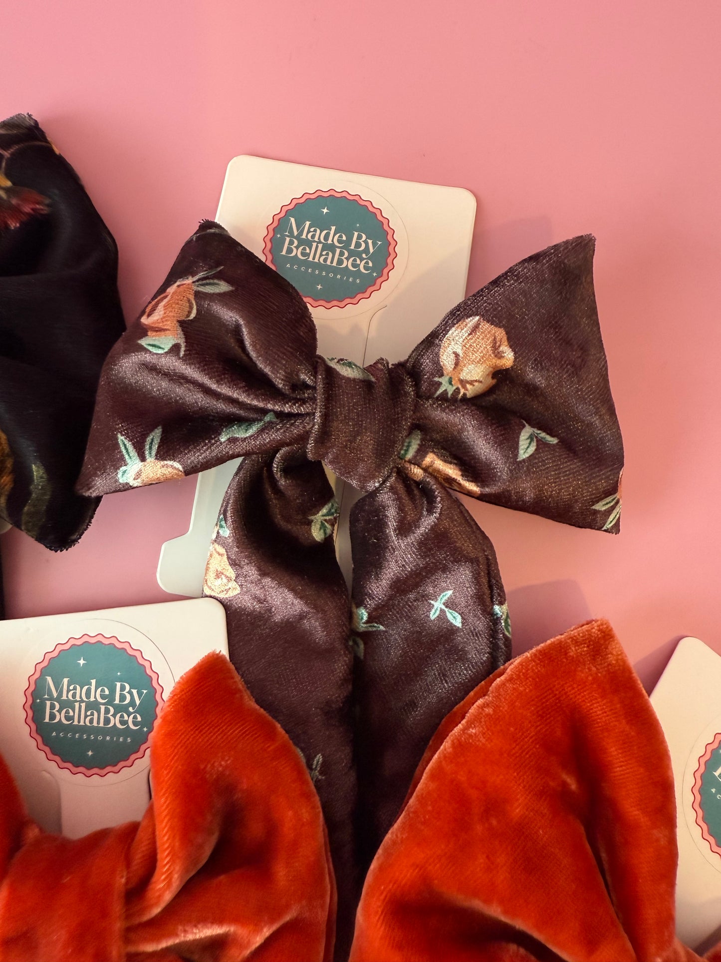 Autumn Velvet Bow Clip