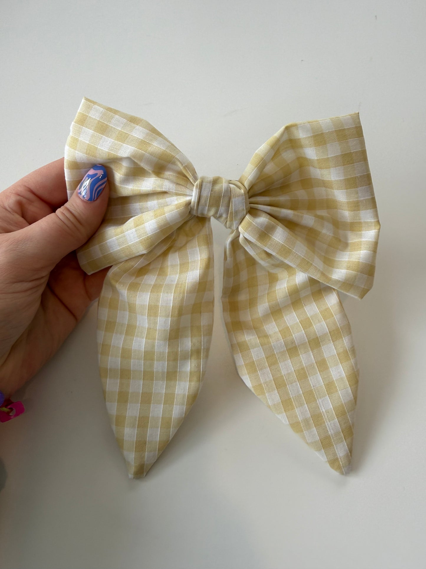 Butter Yellow Gingham Hair Bow Clip – Handmade & One of a Kind