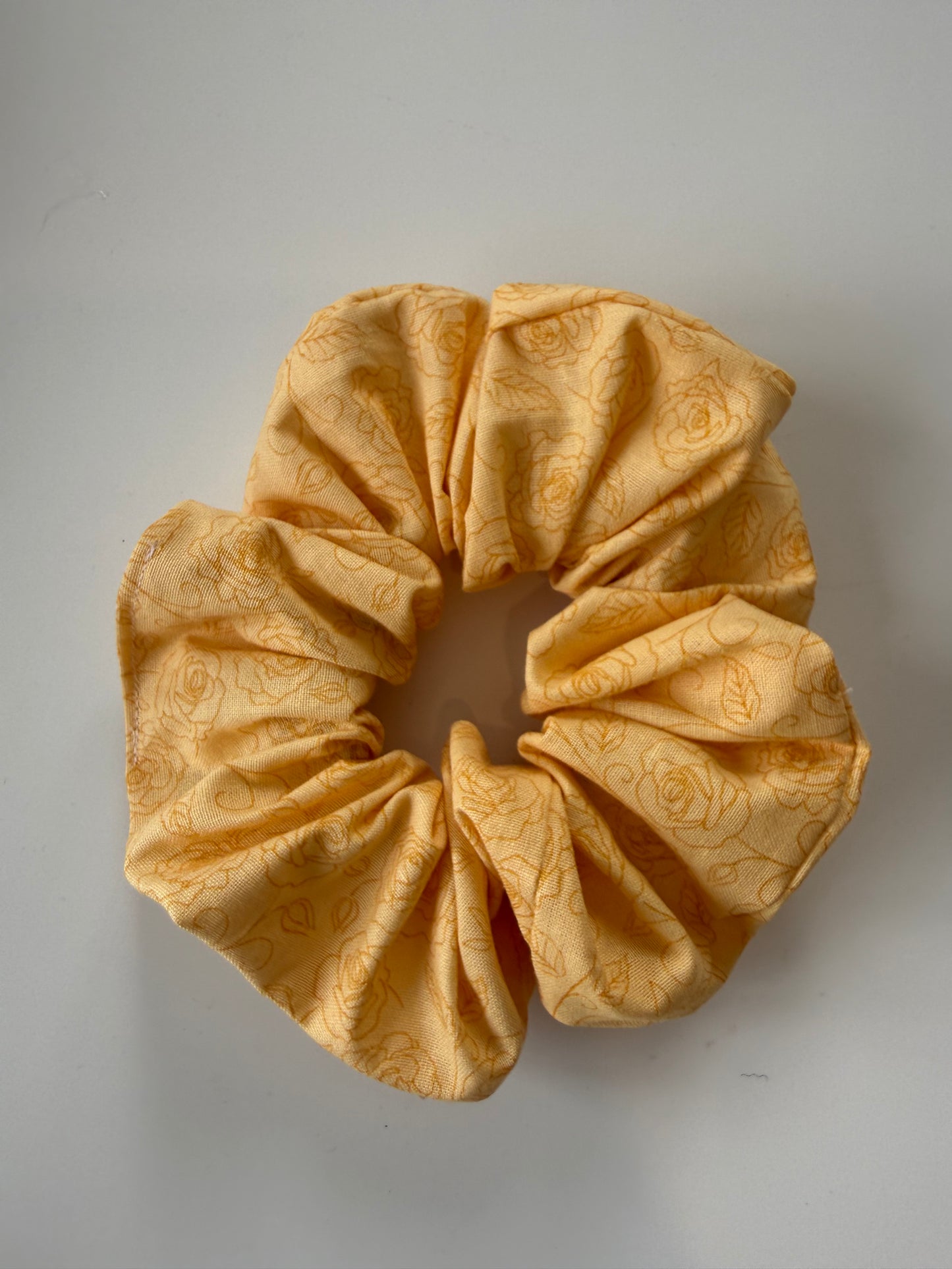 Boho Yellow Rose Hair Scrunchie – Handmade & One of a Kind
