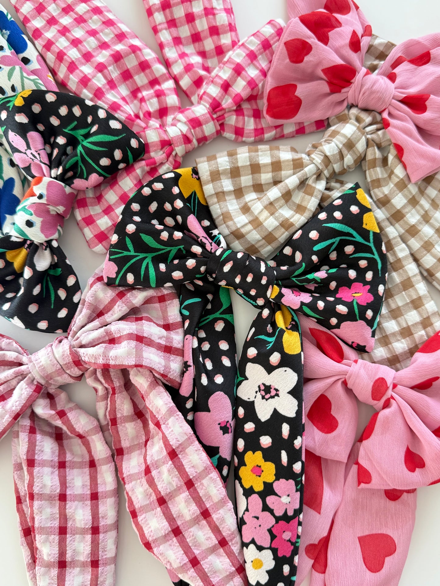 Upcycled Multi Floral Hair Bow Clip – Handmade & One of a Kind