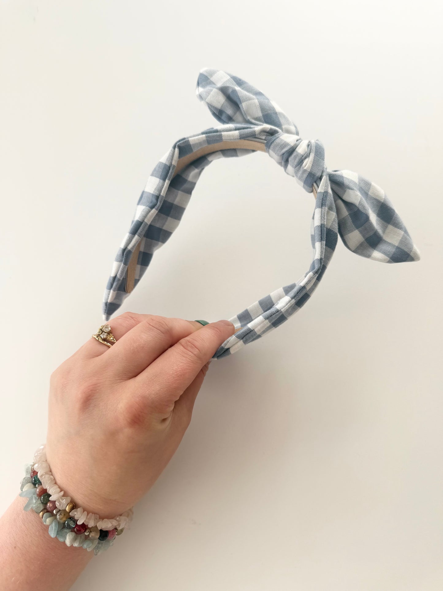 Gingham Fabric Bow Headband