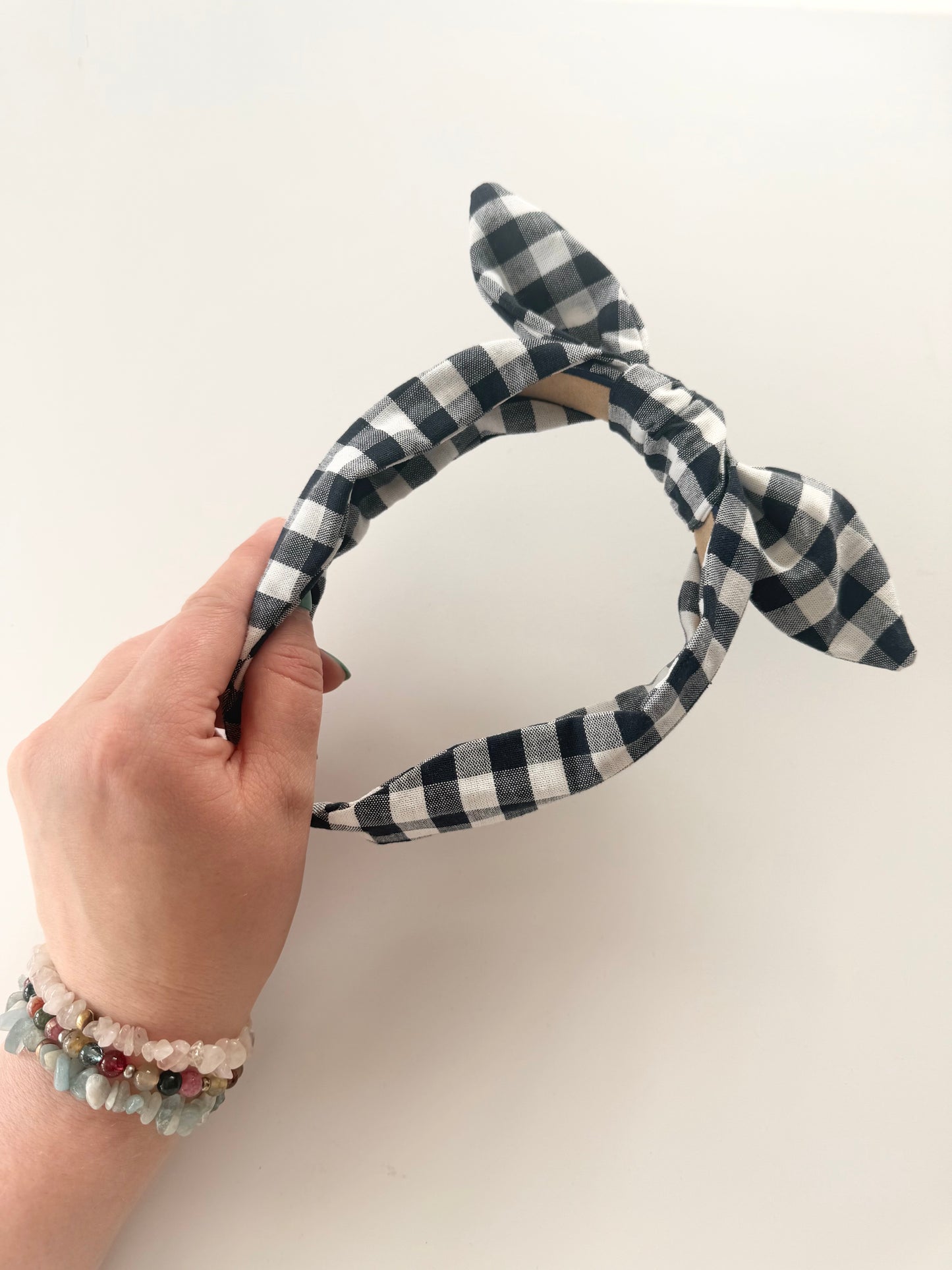 Gingham Fabric Bow Headband