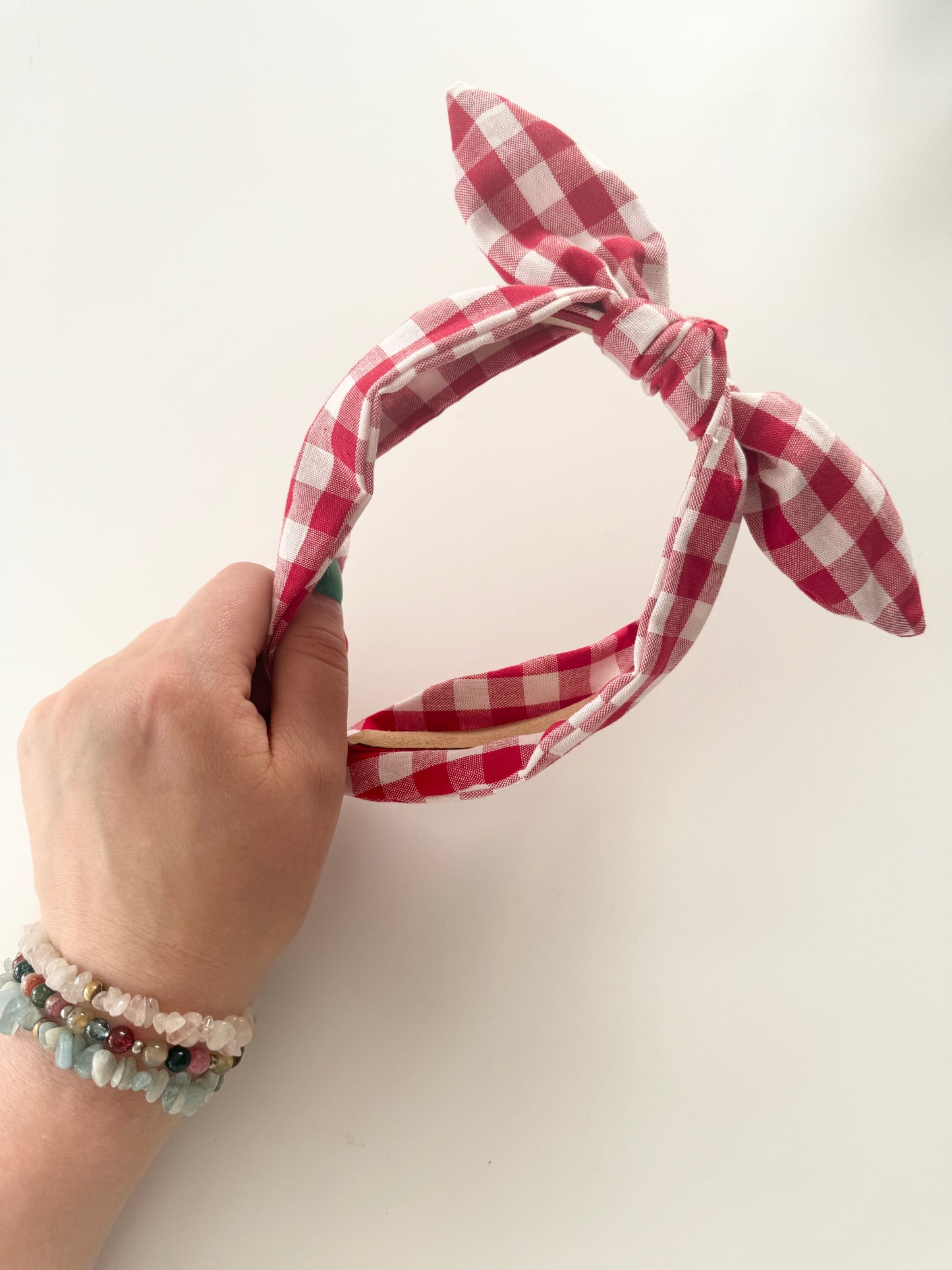 Gingham Fabric Bow Headband