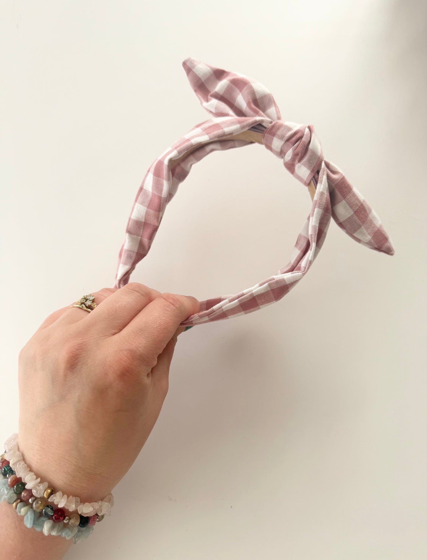 Gingham Fabric Bow Headband