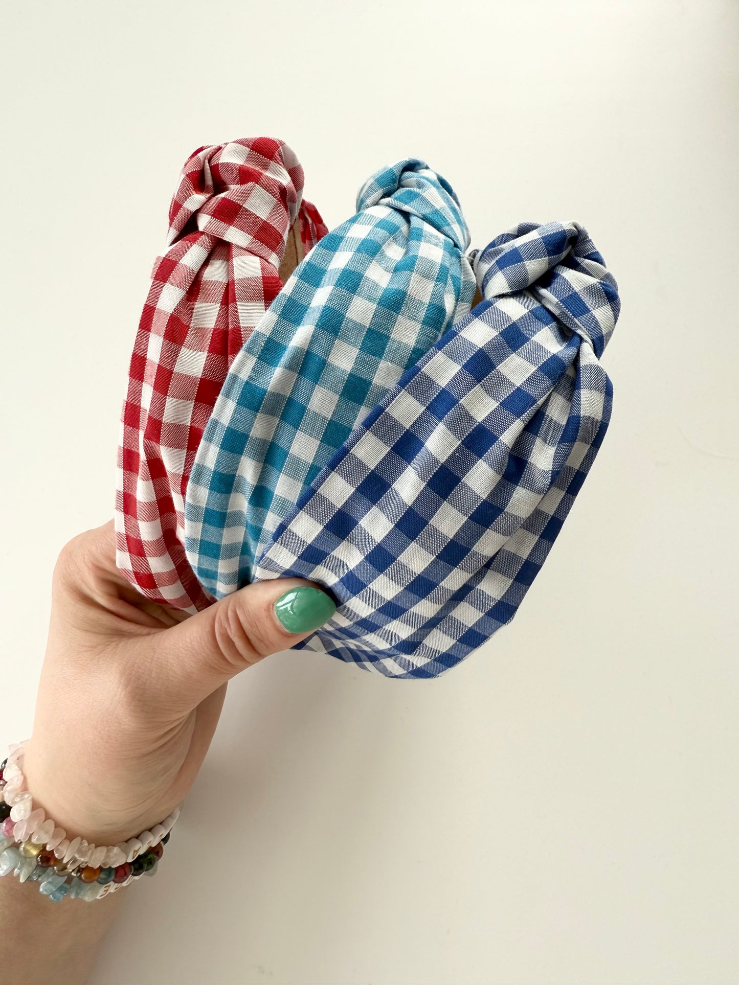 Small Square Gingham Fabric Knot Headband