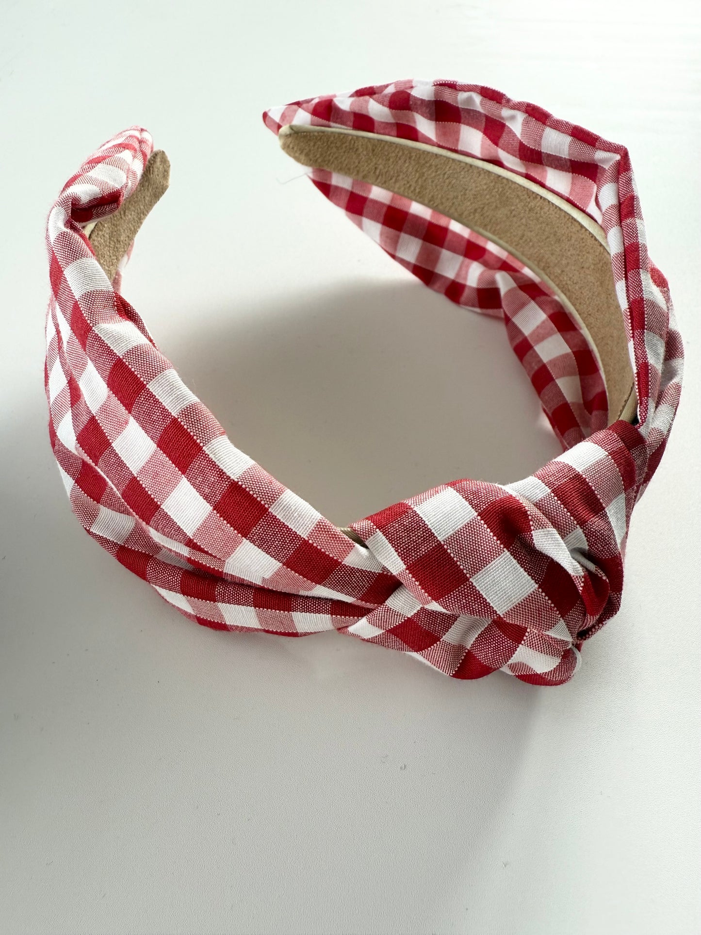 Small Square Gingham Fabric Knot Headband