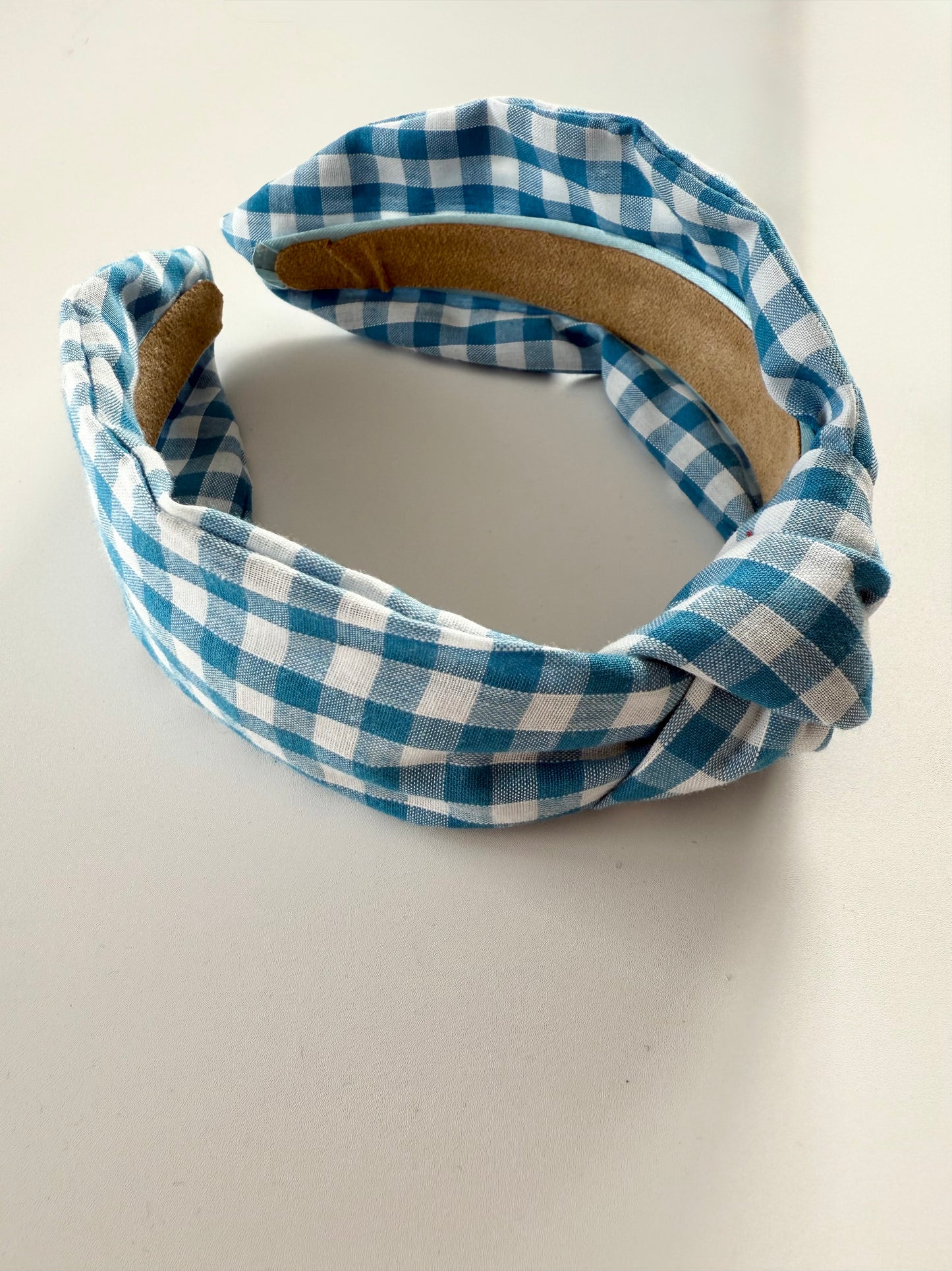 Small Square Gingham Fabric Knot Headband