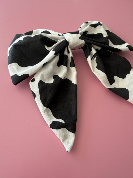 Cow Print Fabric Bow Clip