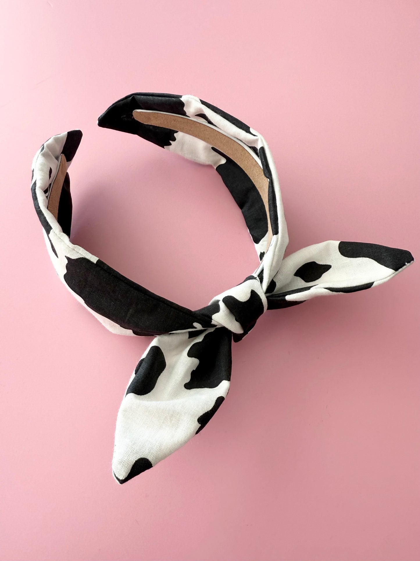 Cow Print Fabric Bow Headband