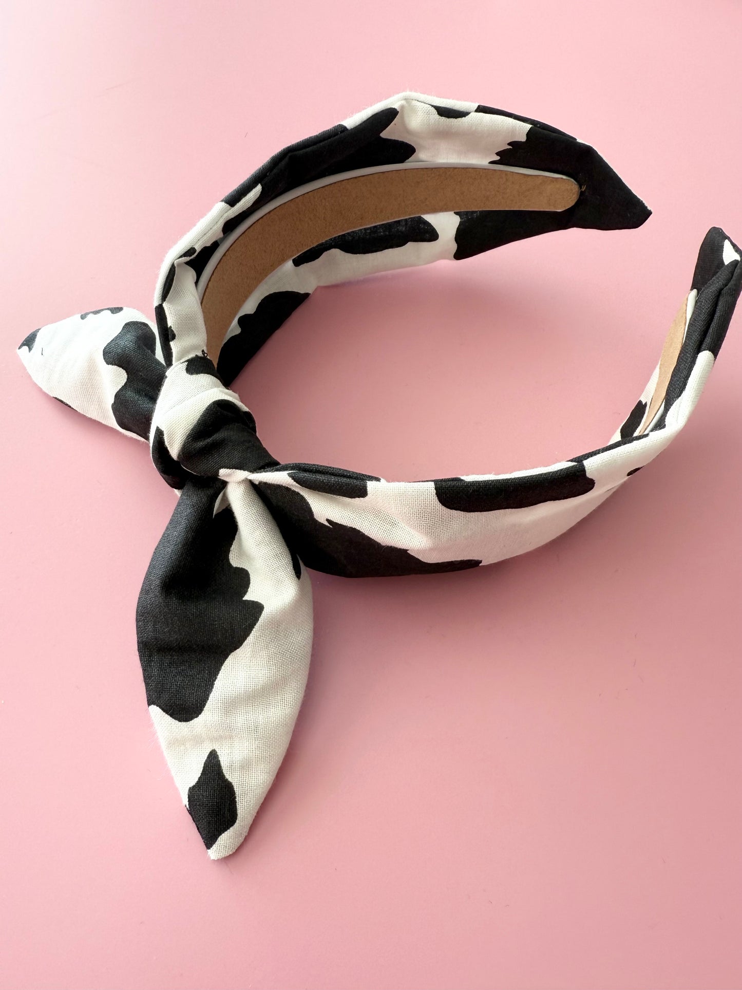 Cow Print Fabric Bow Headband