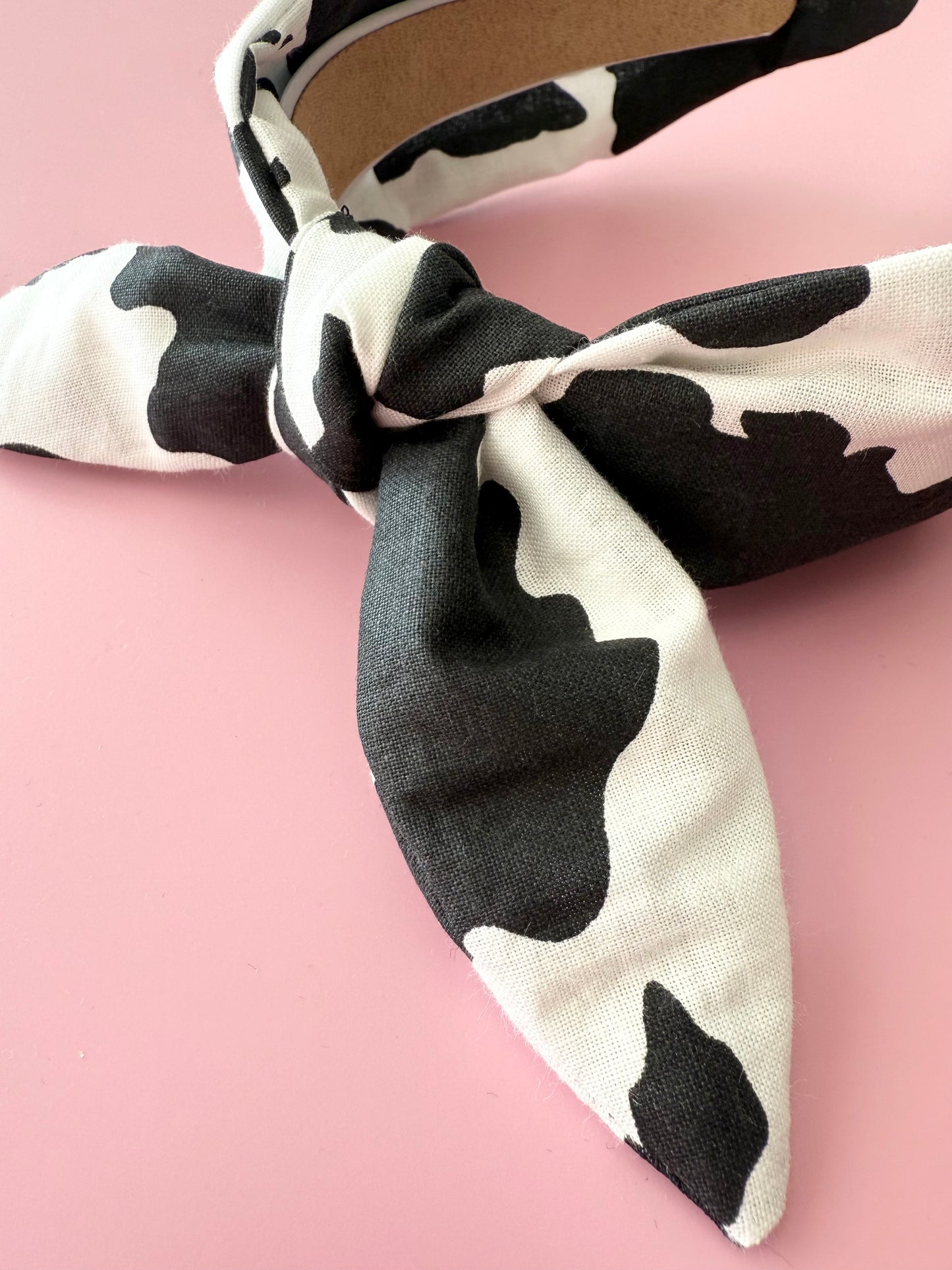 Cow Print Fabric Bow Headband